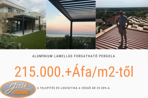 Alumínium lamellás forgatható pergola