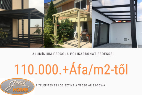 Alumínium pergola polikarbonát fedéssel