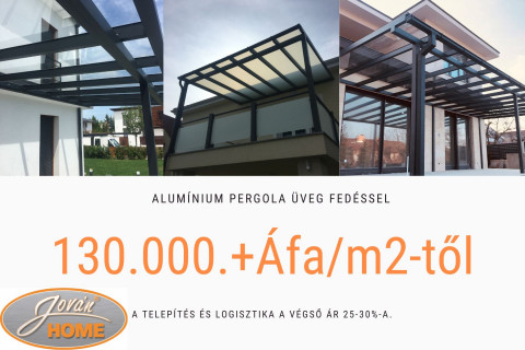 Alumínium pergola üveg fedéssel